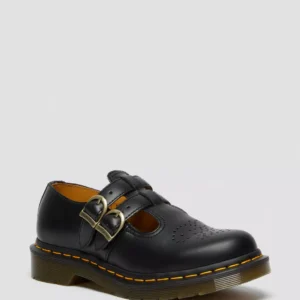 Classic Mary Jane Shoes with DM’s Sole – Smooth Leather, Adjustable Straps & Brogue Detailing